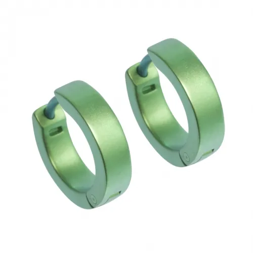 Flat Titanium Green Cuff Full Hoop Earrings